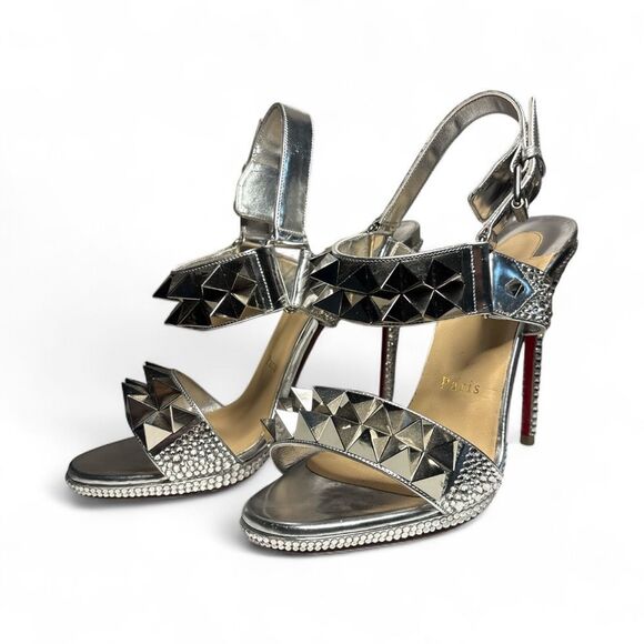 Christian Louboutin Miziggoo Strass Studded Sandal Heels 37 - Picture 7 of 16